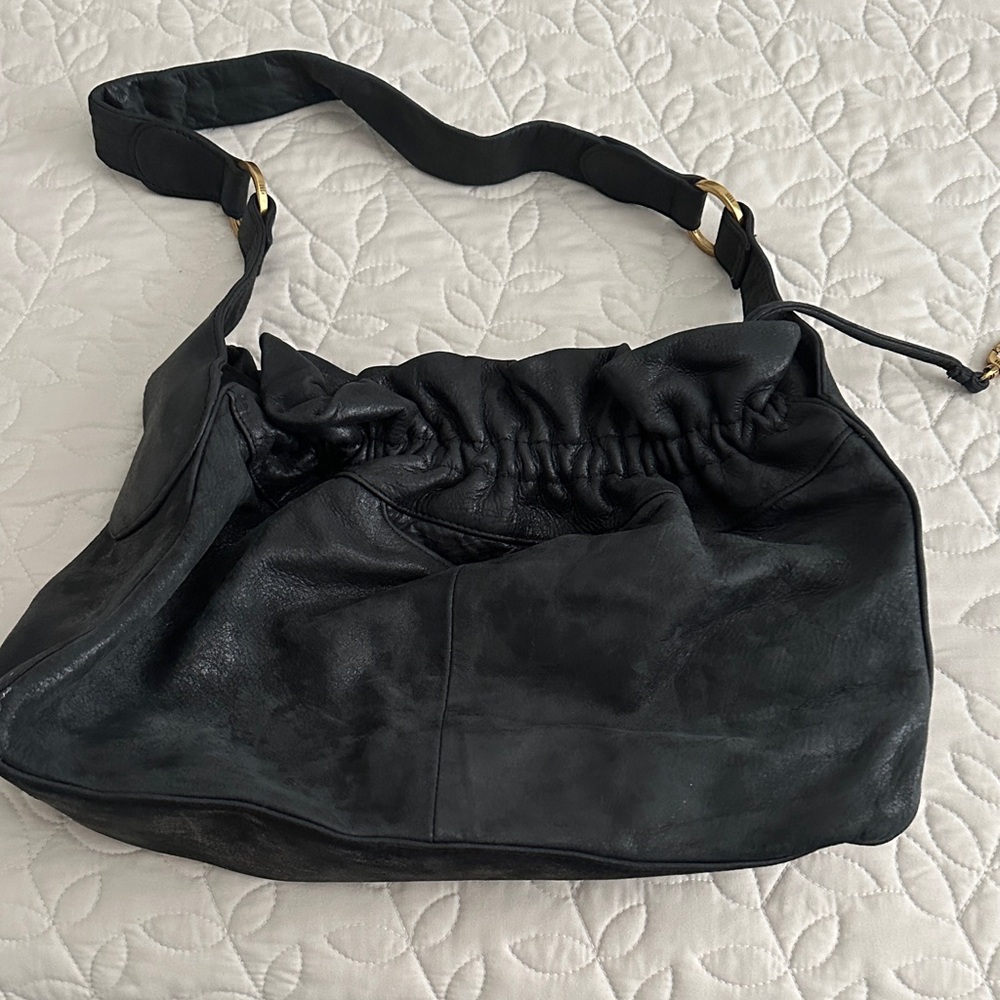 HOBO Classic Black Leather Shoulder Bag